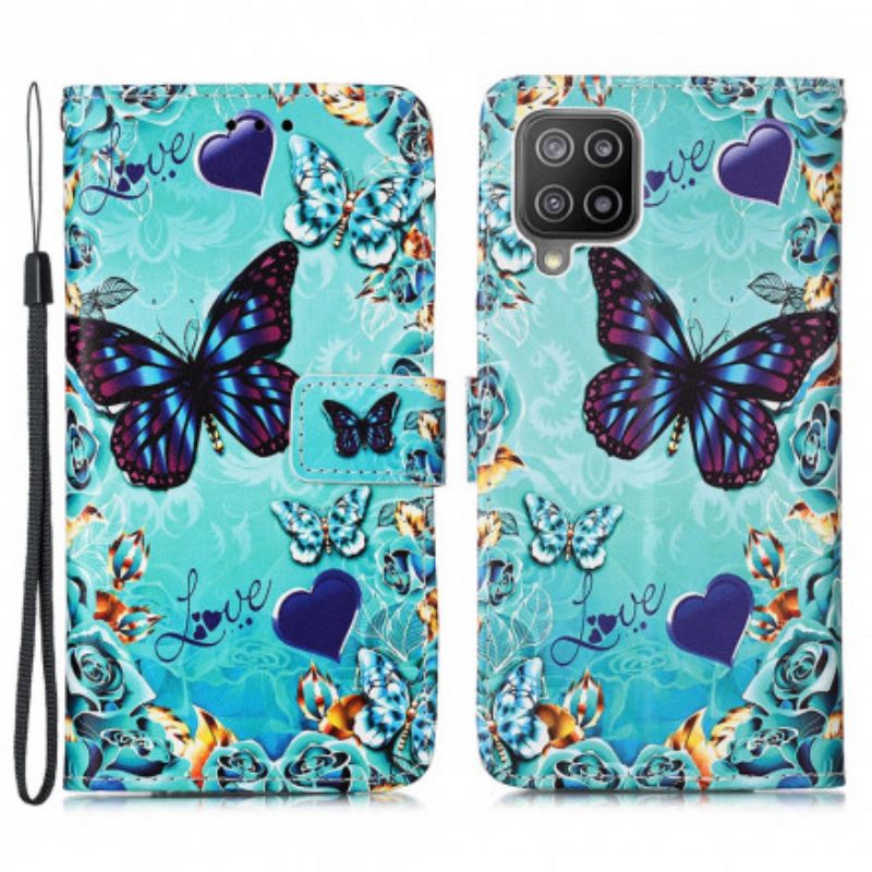 Kotelot Samsung Galaxy A22 4G Golden Butterflies