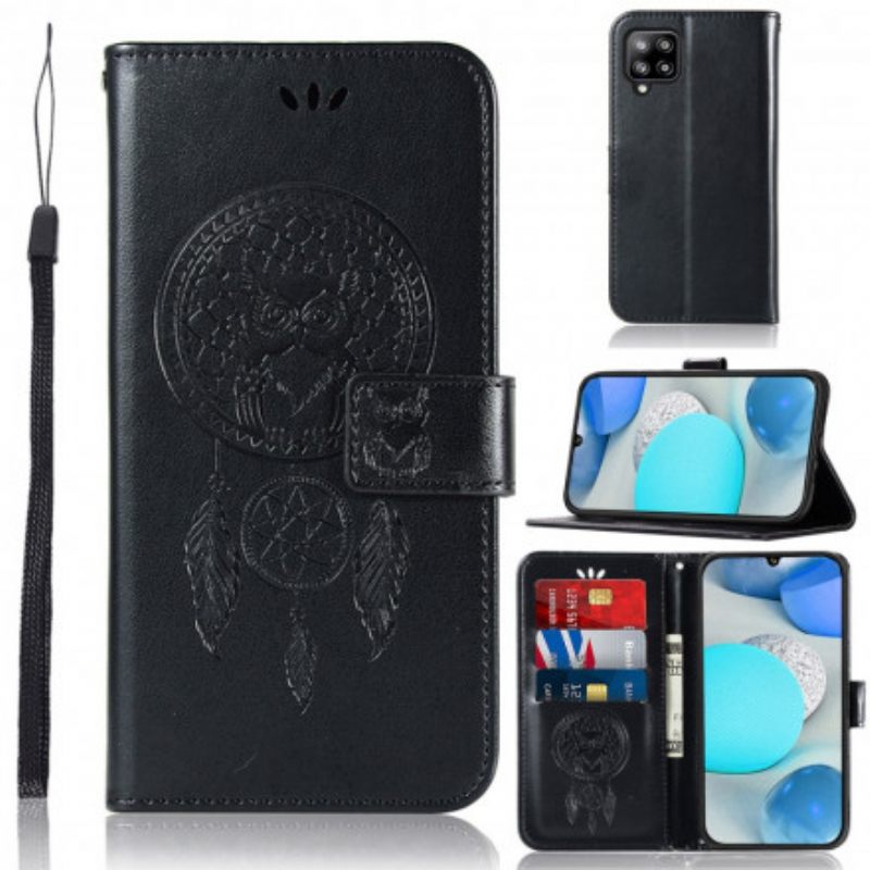 Kotelot Samsung Galaxy A22 4G Nahkaefekti Dreamcatcher Pöllö