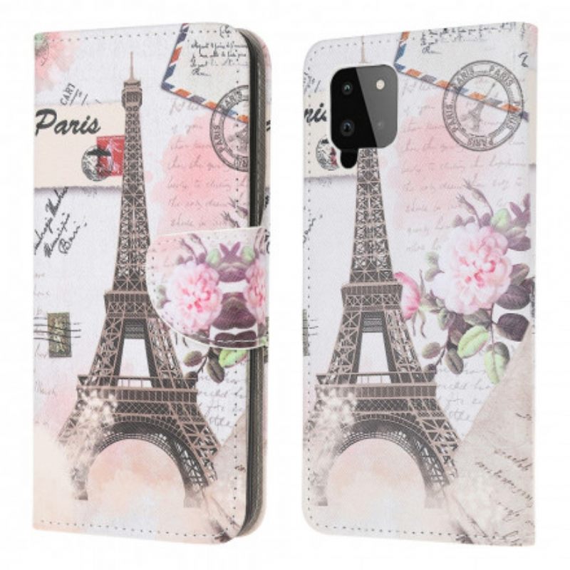 Kotelot Samsung Galaxy A22 4G Retro Eiffel-torni