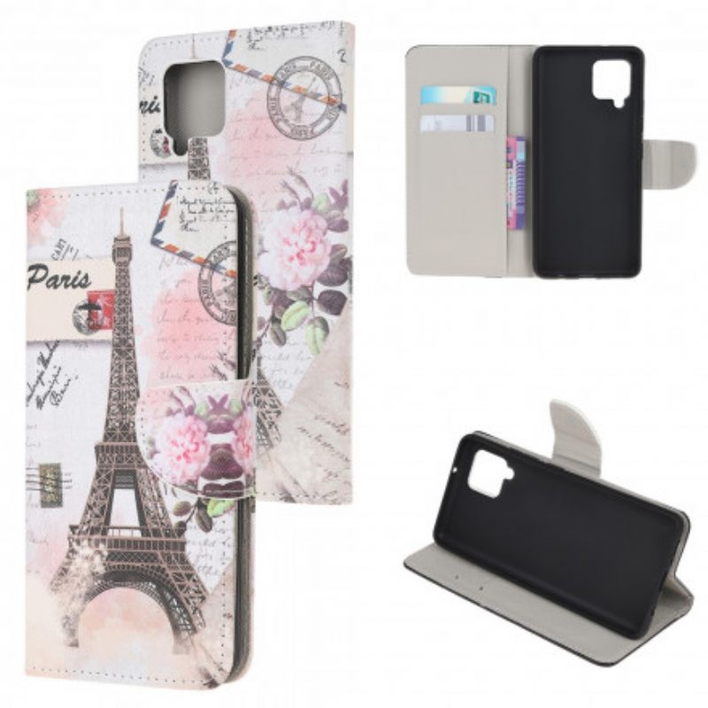 Kotelot Samsung Galaxy A22 4G Retro Eiffel-torni