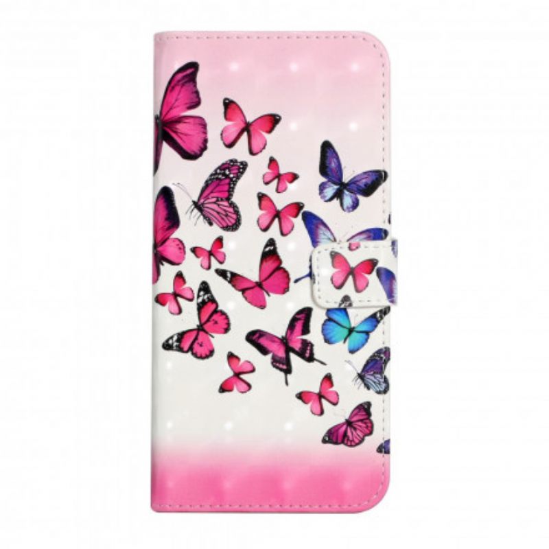 Kotelot Samsung Galaxy A22 4G Suojaketju Kuori Flight Of Butterflies In Lanyard