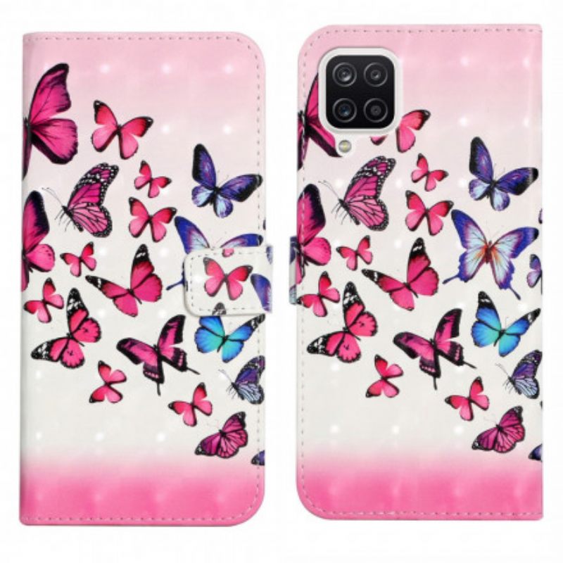 Kotelot Samsung Galaxy A22 4G Suojaketju Kuori Flight Of Butterflies In Lanyard