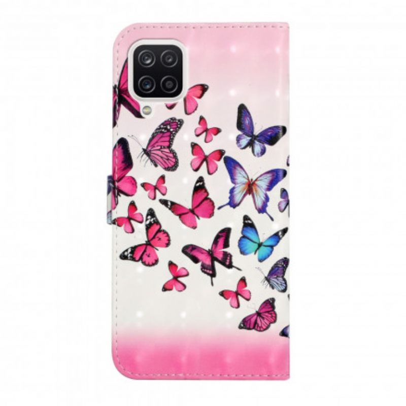 Kotelot Samsung Galaxy A22 4G Suojaketju Kuori Flight Of Butterflies In Lanyard