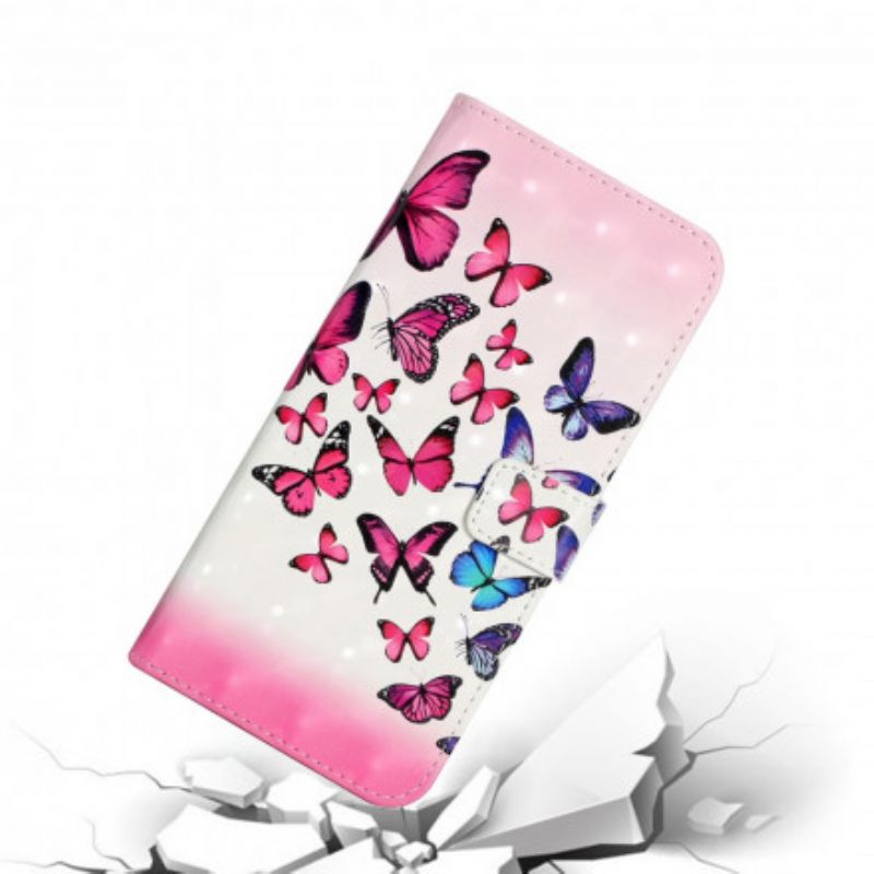 Kotelot Samsung Galaxy A22 4G Suojaketju Kuori Flight Of Butterflies In Lanyard