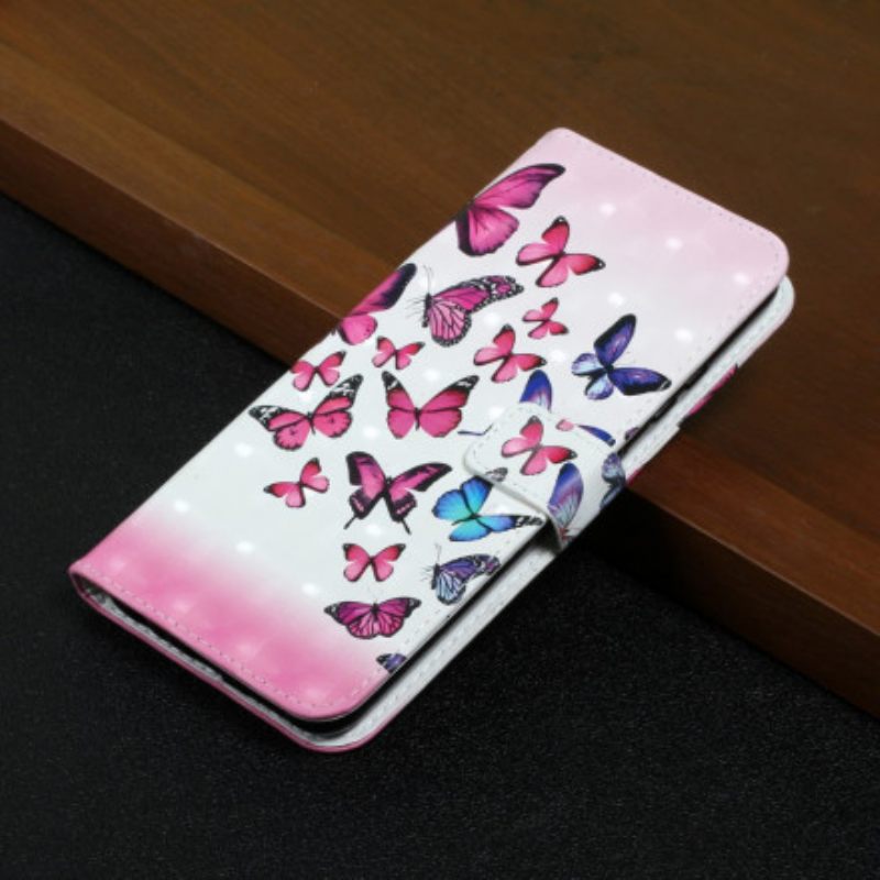 Kotelot Samsung Galaxy A22 4G Suojaketju Kuori Flight Of Butterflies In Lanyard