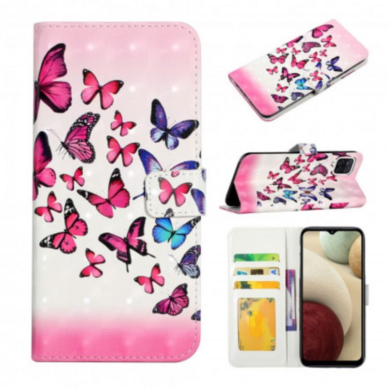 Kotelot Samsung Galaxy A22 4G Suojaketju Kuori Flight Of Butterflies In Lanyard