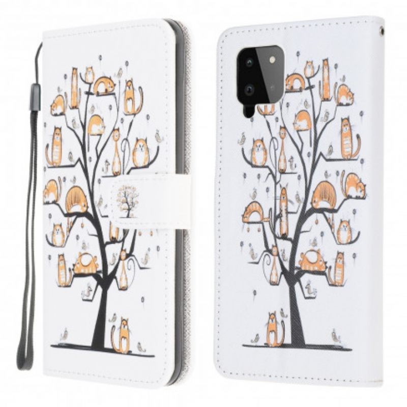 Kotelot Samsung Galaxy A22 4G Suojaketju Kuori Funky Cats Hihnalla