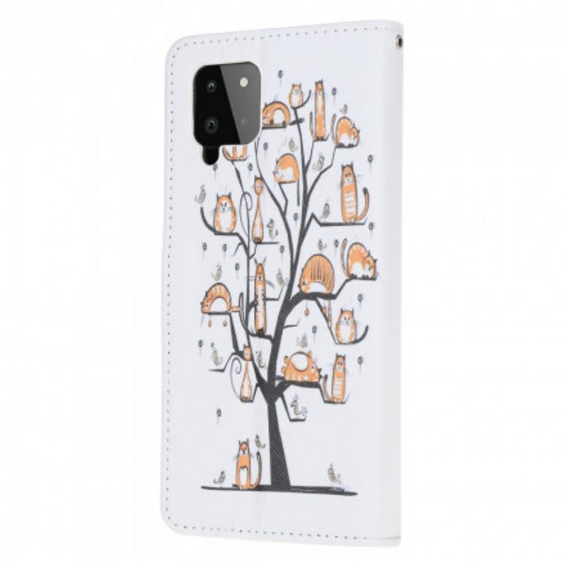 Kotelot Samsung Galaxy A22 4G Suojaketju Kuori Funky Cats Hihnalla