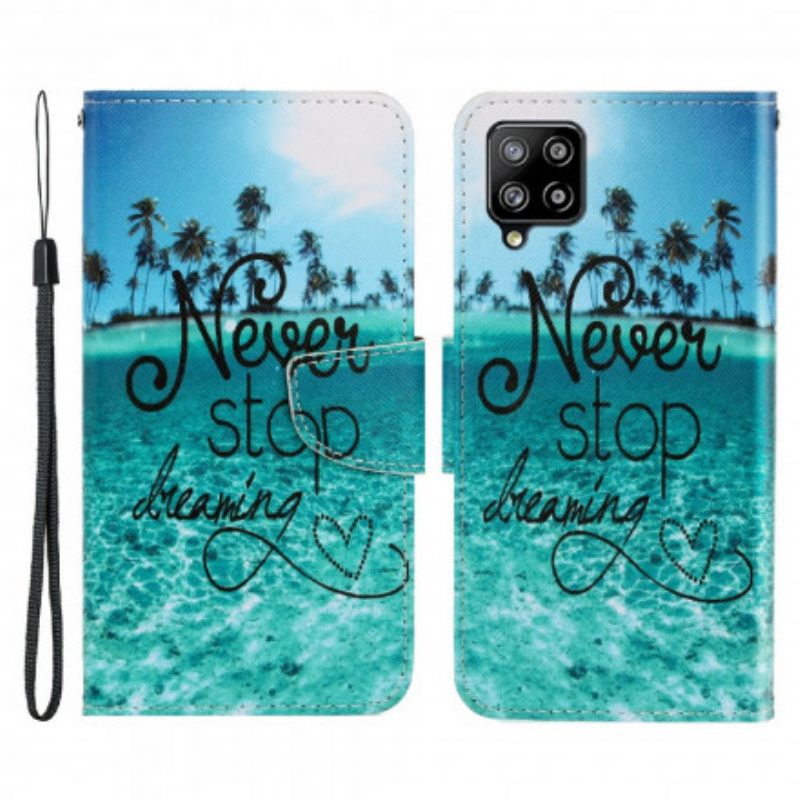 Kotelot Samsung Galaxy A22 4G Suojaketju Kuori Never Stop Dreaming Navy Strappy