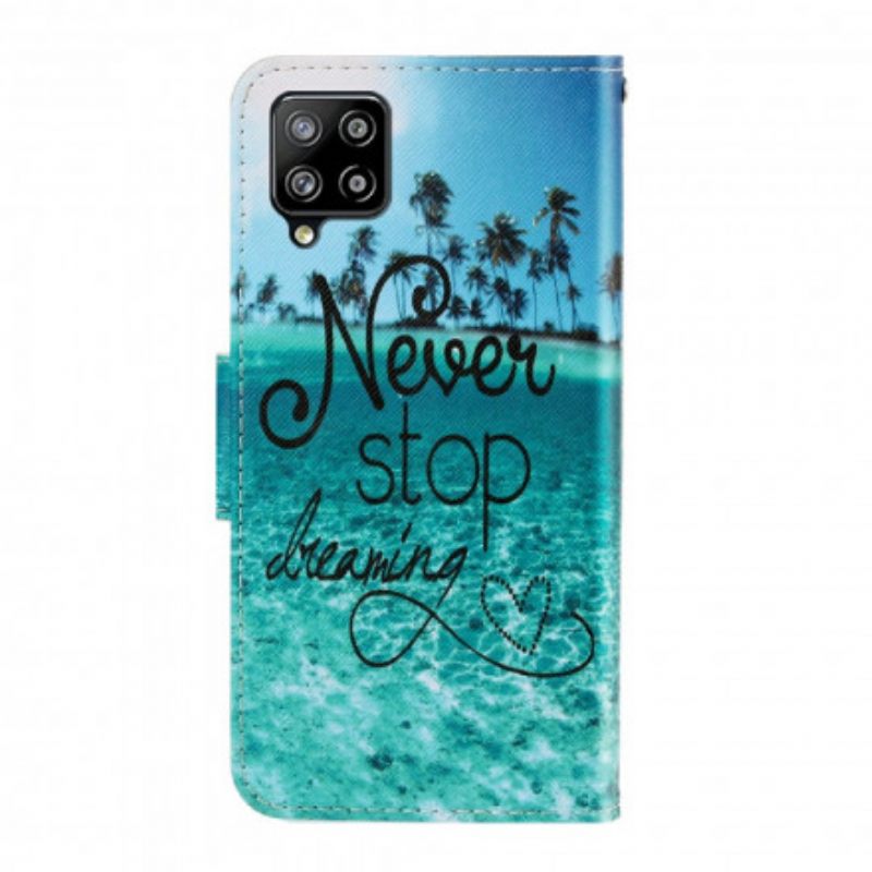 Kotelot Samsung Galaxy A22 4G Suojaketju Kuori Never Stop Dreaming Navy Strappy