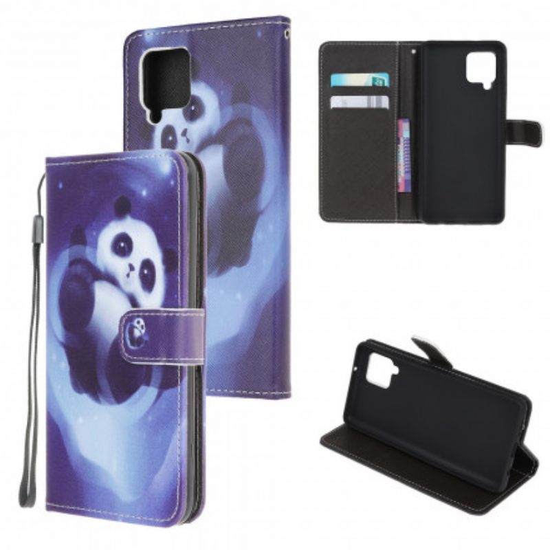 Kotelot Samsung Galaxy A22 4G Suojaketju Kuori Panda Space Lanyard