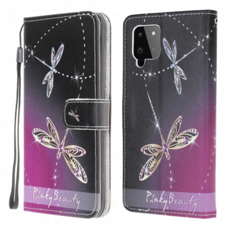 Kotelot Samsung Galaxy A22 4G Suojaketju Kuori Strappy Dragonflies