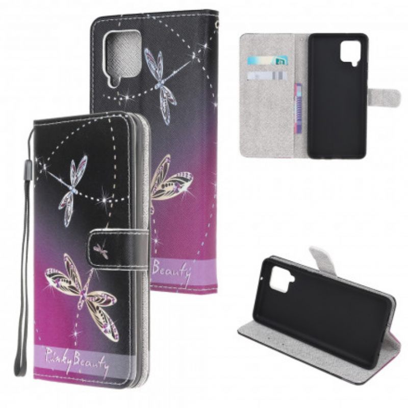 Kotelot Samsung Galaxy A22 4G Suojaketju Kuori Strappy Dragonflies