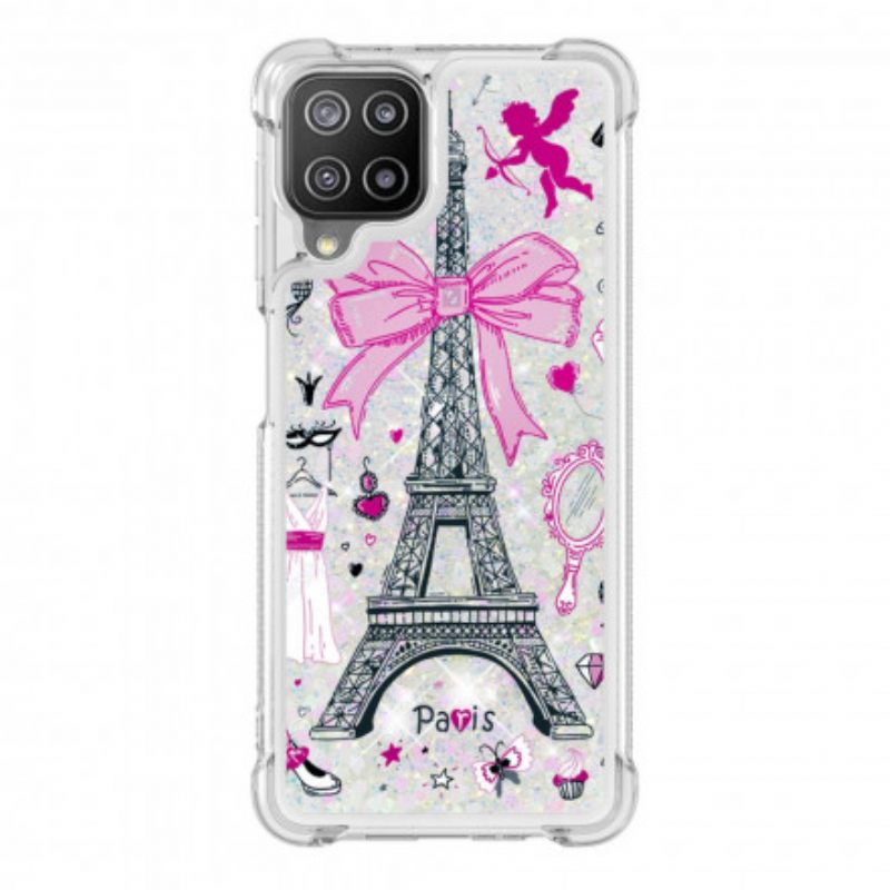 Kuori Samsung Galaxy A22 4G Eiffel-tornin Paljetteja