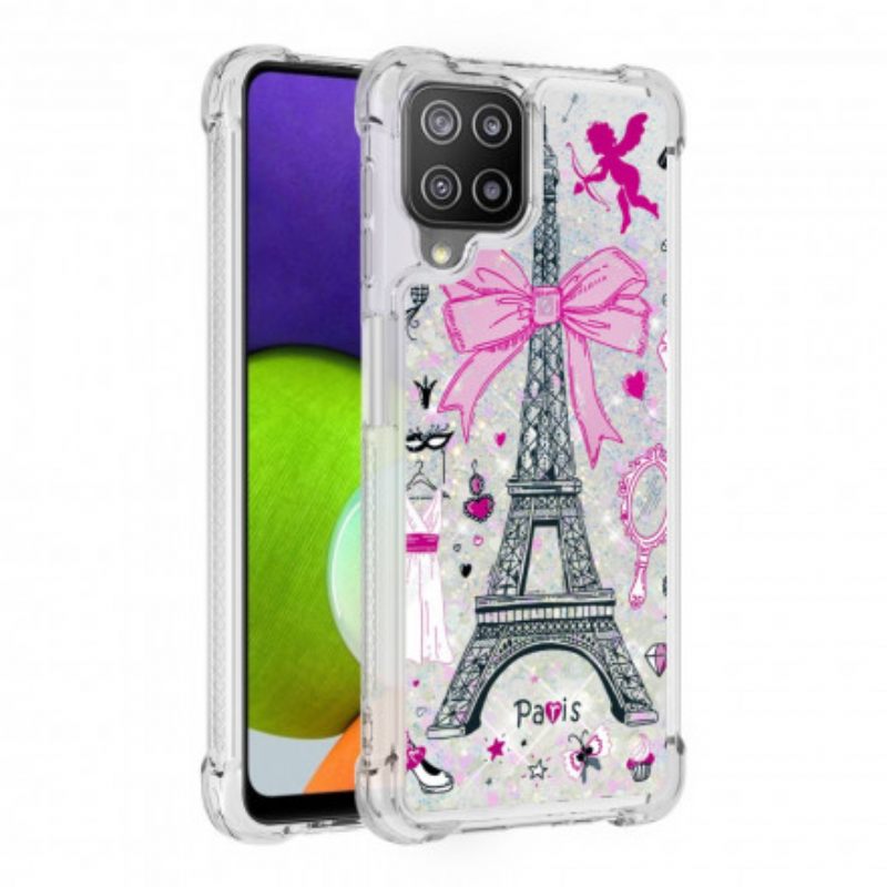 Kuori Samsung Galaxy A22 4G Eiffel-tornin Paljetteja