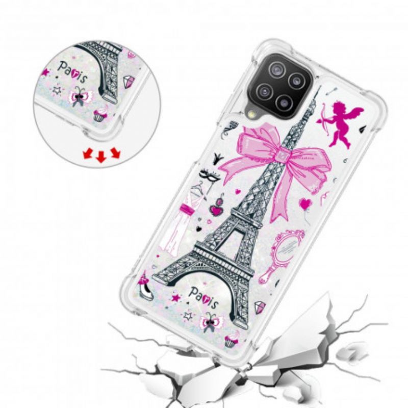 Kuori Samsung Galaxy A22 4G Eiffel-tornin Paljetteja