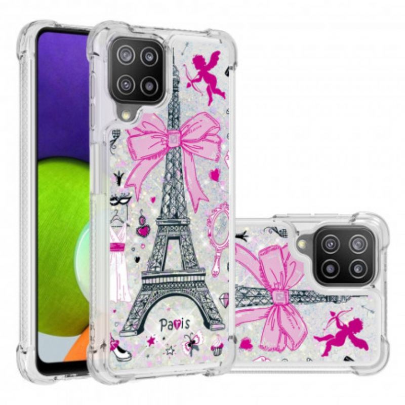 Kuori Samsung Galaxy A22 4G Eiffel-tornin Paljetteja