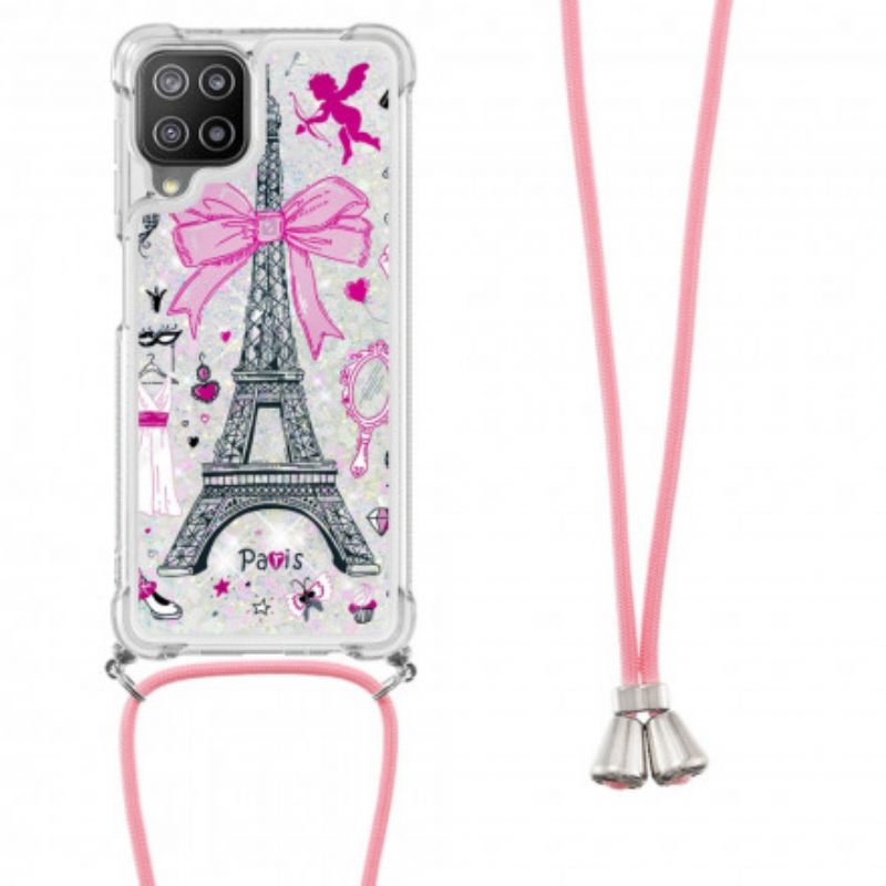 Kuori Samsung Galaxy A22 4G Kiristysnyörillä Cordon Eiffel Towerissa