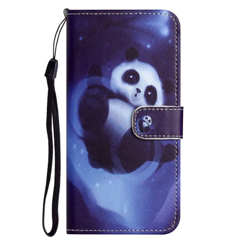 Flip Case OnePlus 10T 5G Suojaketju Kuori Panda Space Strap