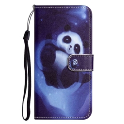 Flip Case OnePlus 10T 5G Suojaketju Kuori Panda Space Strap