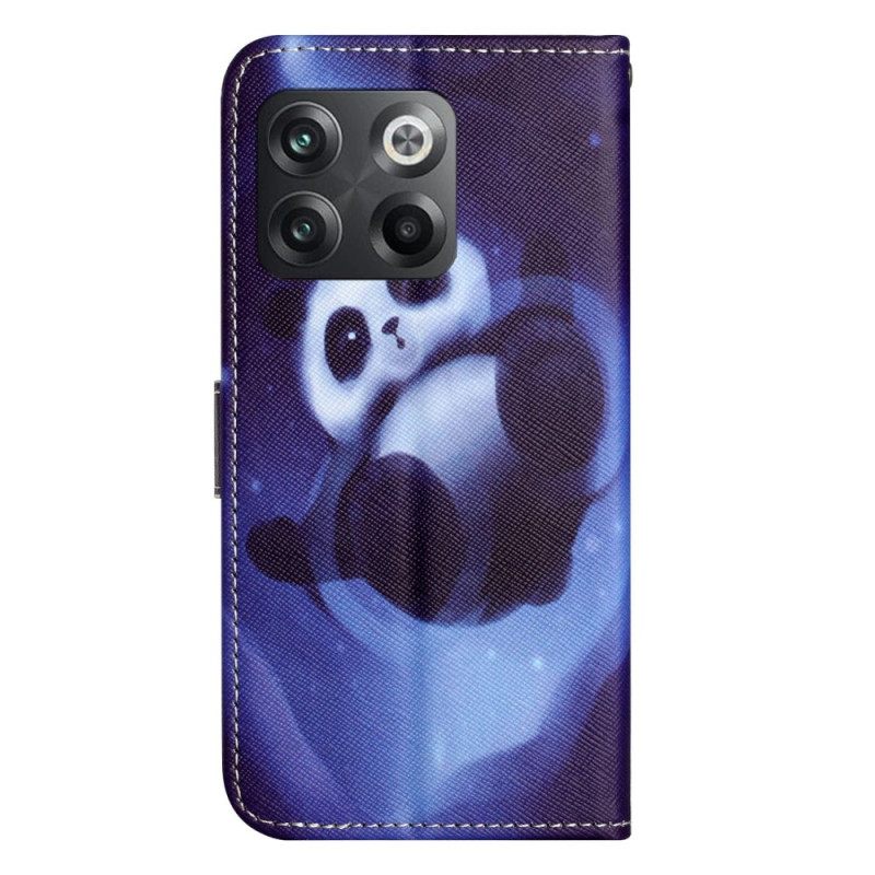 Flip Case OnePlus 10T 5G Suojaketju Kuori Panda Space Strap