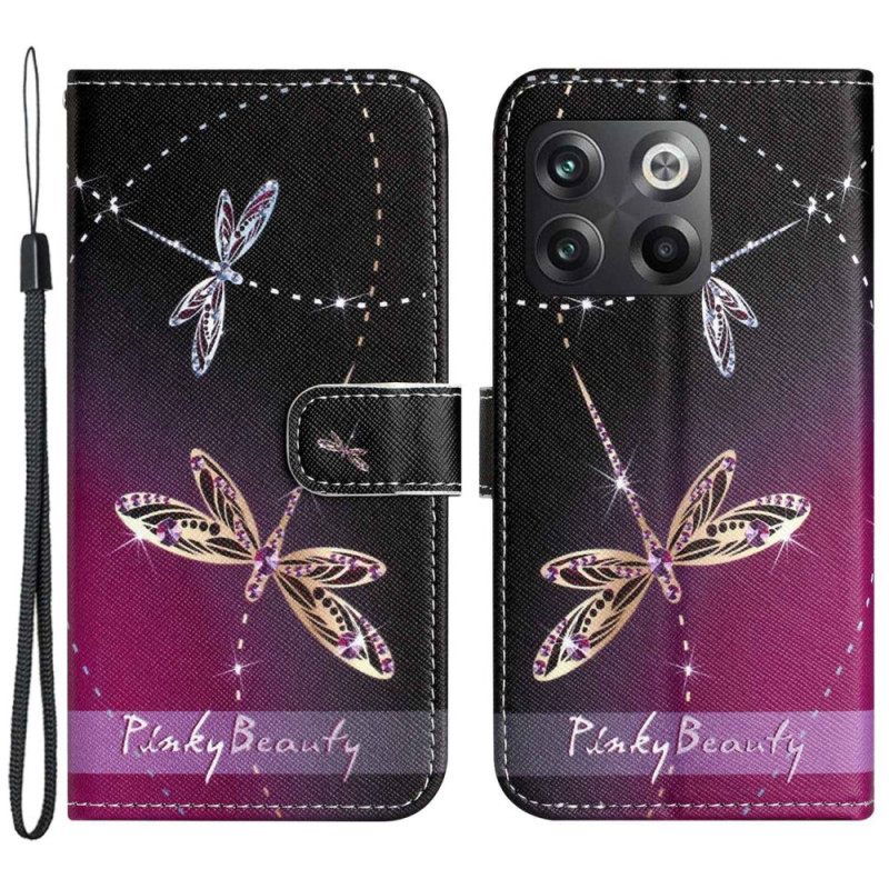 Flip Case OnePlus 10T 5G Suojaketju Kuori Strappy Dragonflies