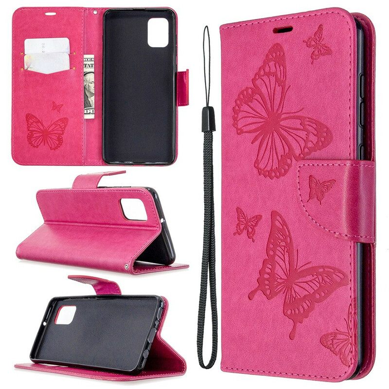 Flip Case Samsung Galaxy A31 Butterflies In Flight With Lanyard