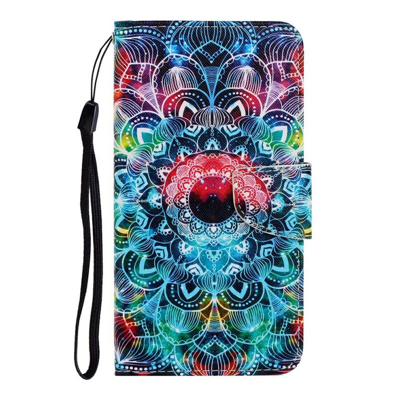 Flip Case Samsung Galaxy A31 Suojaketju Kuori Flashy Mandala Hihnalla