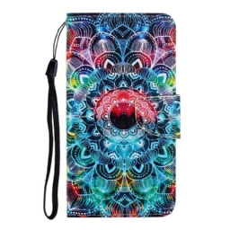 Flip Case Samsung Galaxy A31 Suojaketju Kuori Flashy Mandala Hihnalla