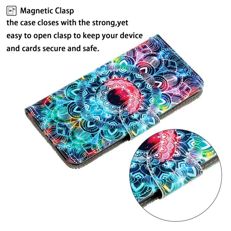 Flip Case Samsung Galaxy A31 Suojaketju Kuori Flashy Mandala Hihnalla