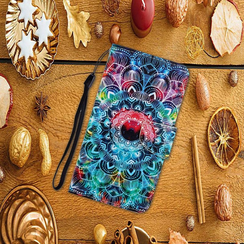 Flip Case Samsung Galaxy A31 Suojaketju Kuori Flashy Mandala Hihnalla