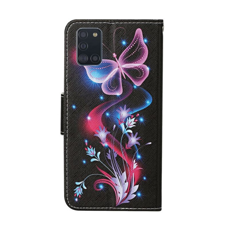 Kotelot Samsung Galaxy A31 Butterflies Ja Lanyard