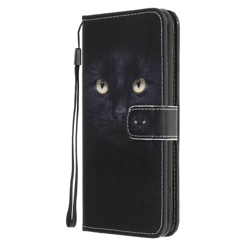 Kotelot Samsung Galaxy A31 Suojaketju Kuori Black Cat Eyes Hihnalla