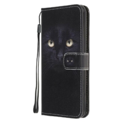 Kotelot Samsung Galaxy A31 Suojaketju Kuori Black Cat Eyes Hihnalla