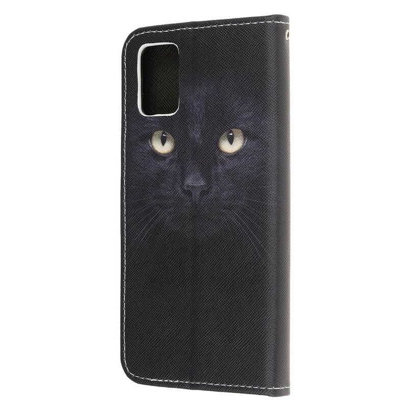 Kotelot Samsung Galaxy A31 Suojaketju Kuori Black Cat Eyes Hihnalla