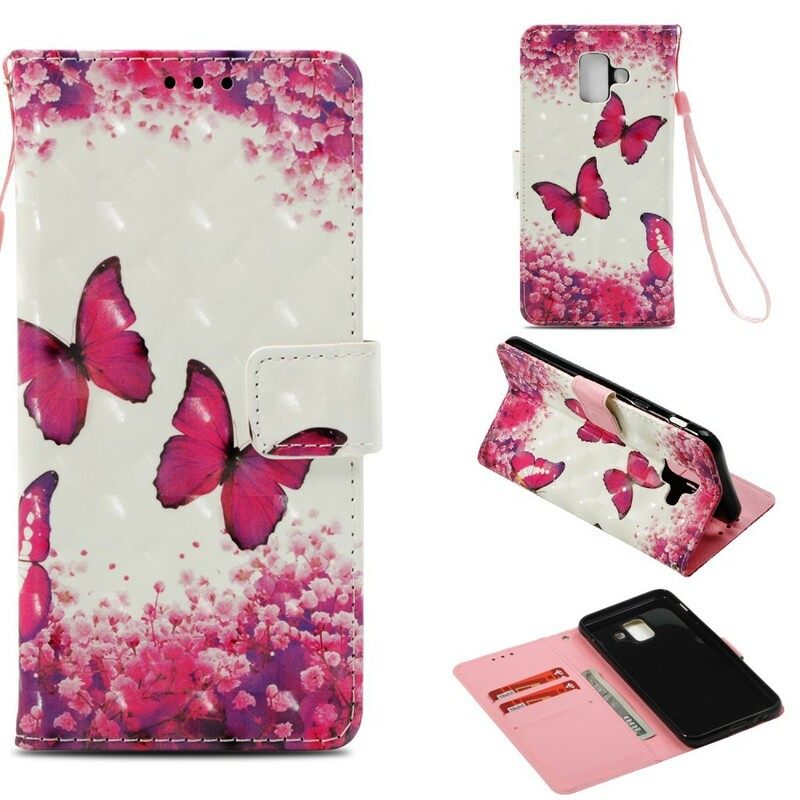 Kotelot Samsung Galaxy A6 3d Red Butterflies