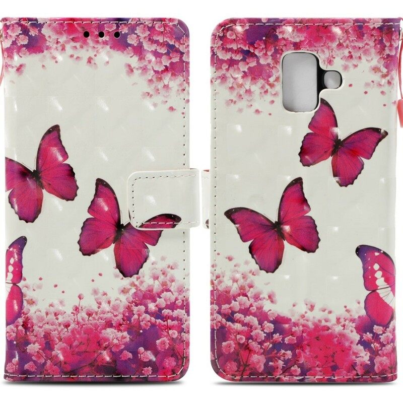 Kotelot Samsung Galaxy A6 3d Red Butterflies