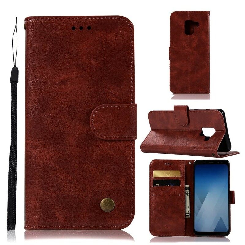 Kotelot Samsung Galaxy A6 Suojaketju Kuori Vintage Leather Effect Strappy