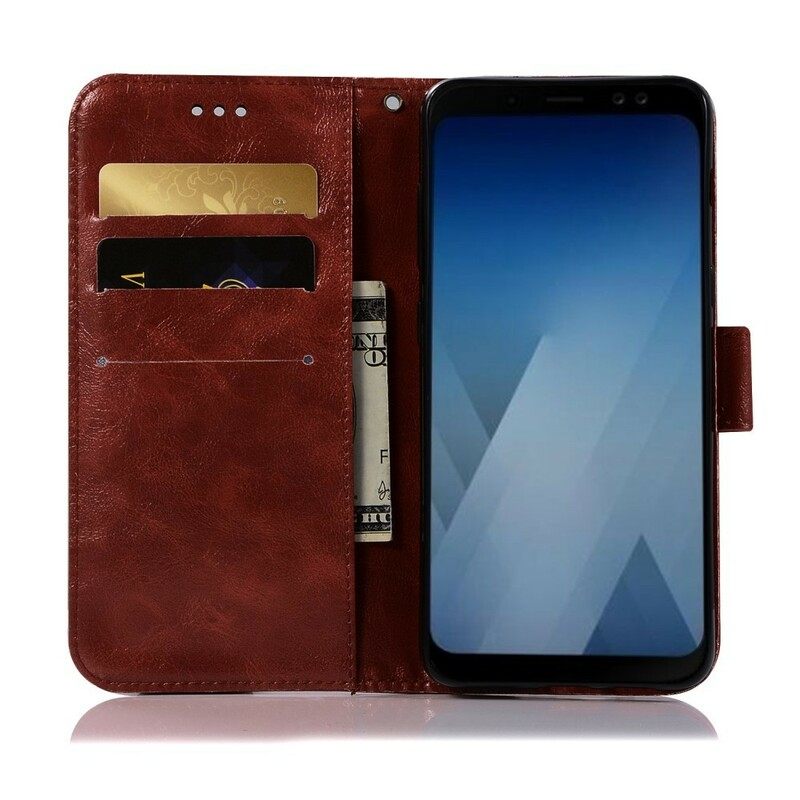 Kotelot Samsung Galaxy A6 Suojaketju Kuori Vintage Leather Effect Strappy