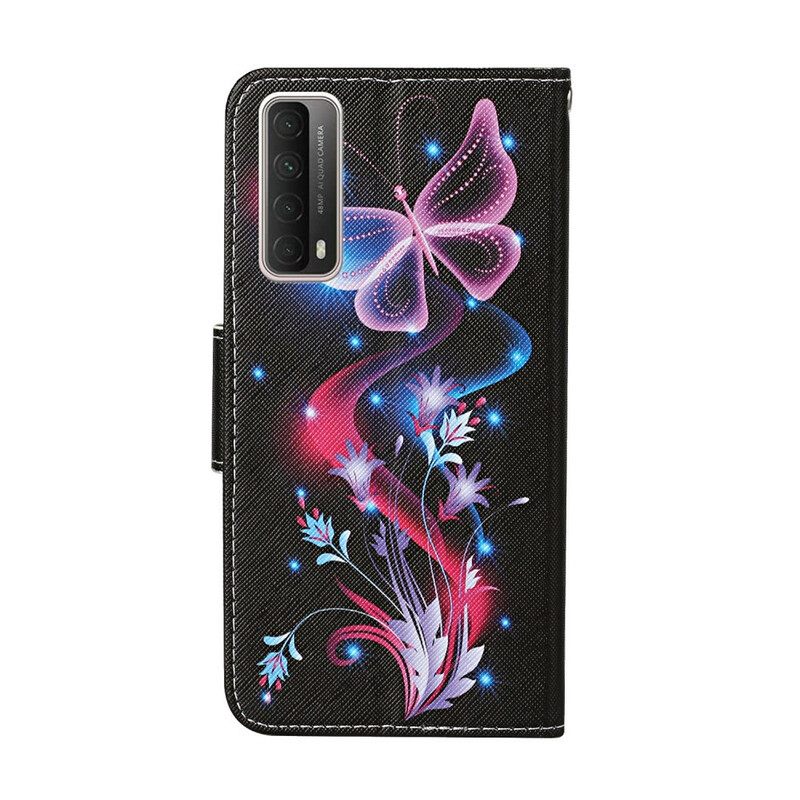 Flip Case Huawei P Smart 2021 Butterflies Ja Lanyard