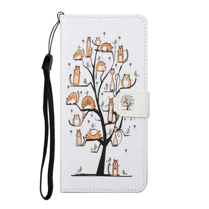 Flip Case Huawei P Smart 2021 Suojaketju Kuori Funky Cats Hihnalla