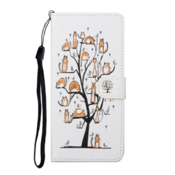 Flip Case Huawei P Smart 2021 Suojaketju Kuori Funky Cats Hihnalla