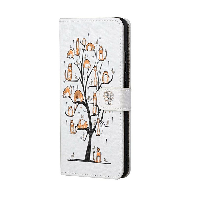 Flip Case Huawei P Smart 2021 Suojaketju Kuori Funky Cats Hihnalla