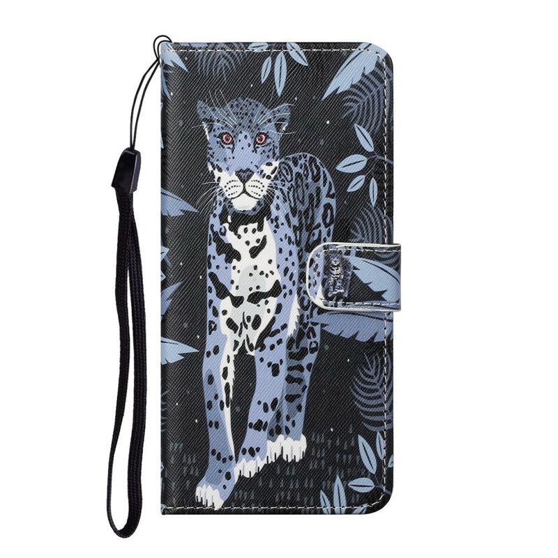 Flip Case Huawei P Smart 2021 Suojaketju Kuori Leopard Hihnalla