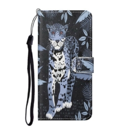 Flip Case Huawei P Smart 2021 Suojaketju Kuori Leopard Hihnalla