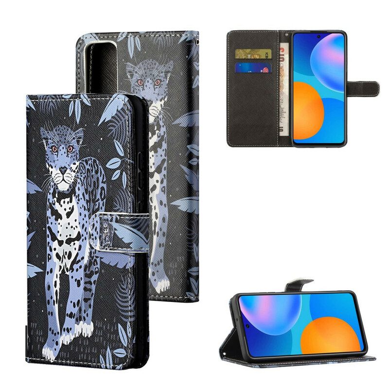 Flip Case Huawei P Smart 2021 Suojaketju Kuori Leopard Hihnalla