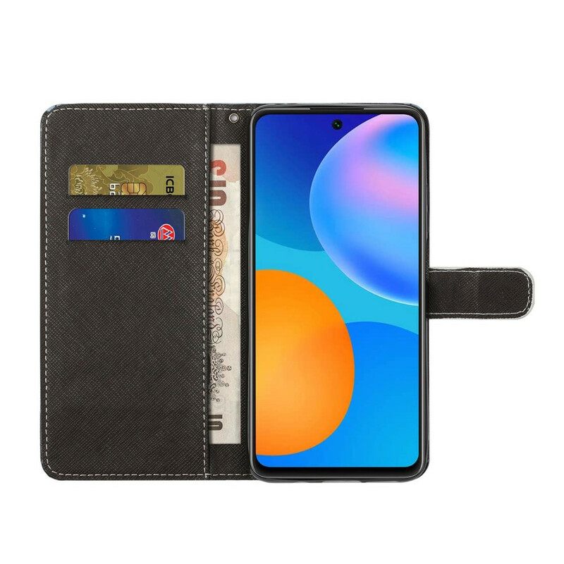 Flip Case Huawei P Smart 2021 Suojaketju Kuori Leopard Hihnalla