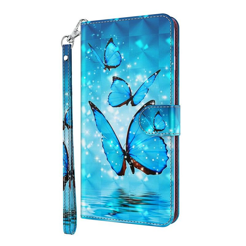 Nahkakotelo Huawei P Smart 2021 Flying Blue Butterflies