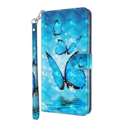 Nahkakotelo Huawei P Smart 2021 Flying Blue Butterflies