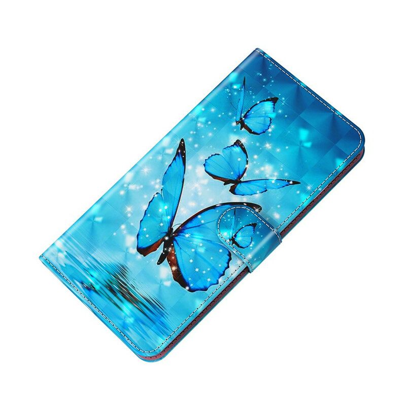 Nahkakotelo Huawei P Smart 2021 Flying Blue Butterflies